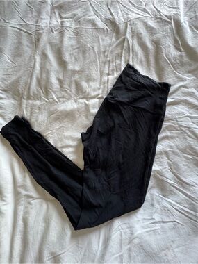 Women's High-Waist Black Ribbed Leggings
